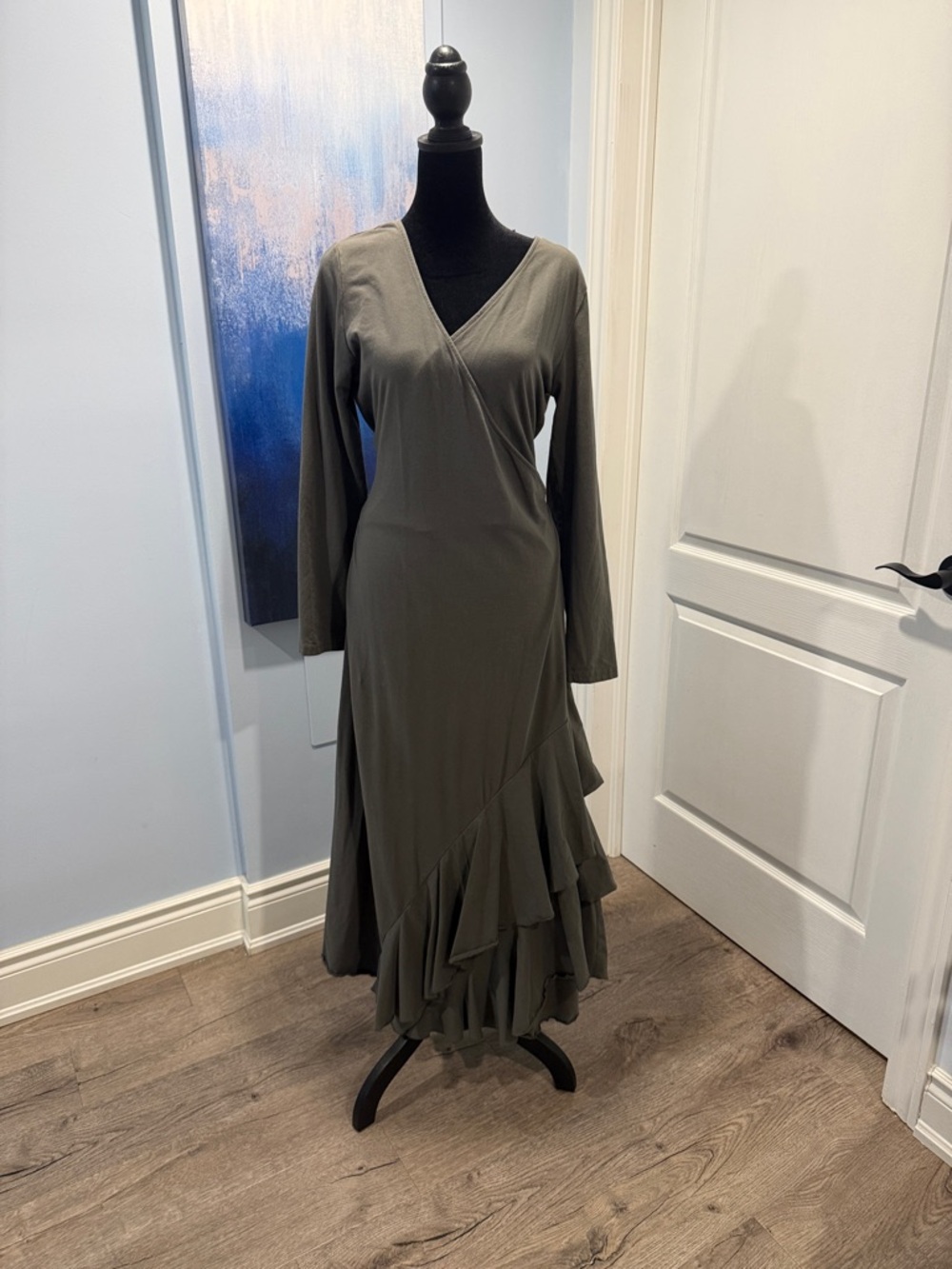 Buy 5 for 10$ ❗️Women’s Olive Green Wrap Maxi Dress with Ruffle Hem